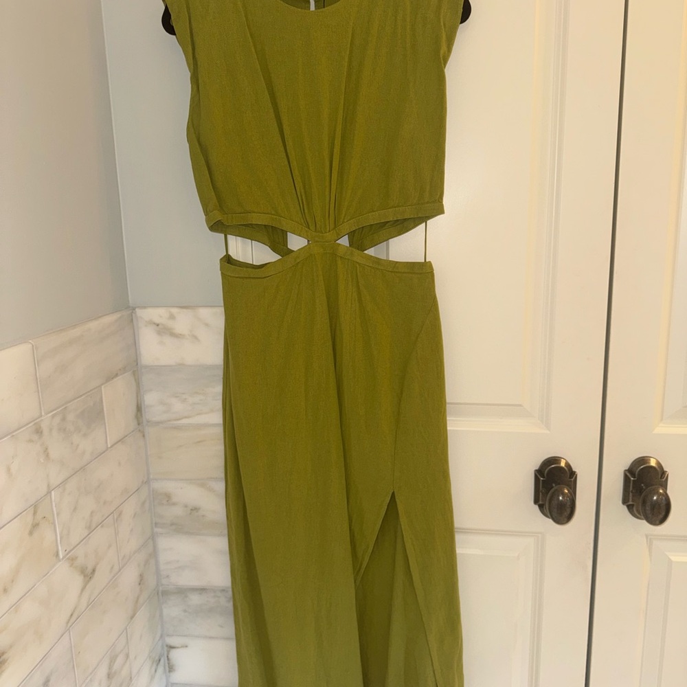 Zara Olive Green Cutout Maxi Dress